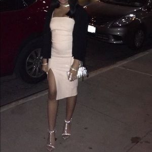 NAKED WARDROBE NUDE PINK HIGH SLIT MIDI